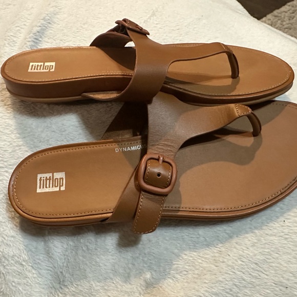 FitFlop Dynamicush Comfort Technology tan leather sandals (no shoe box) - Picture 3 of 9